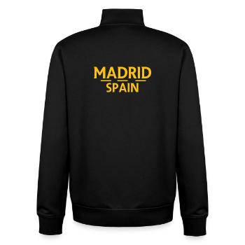 Madrid – Spain - Unisex Organic Zip Sweatshirt by Stanley/Stella - black - Back - AI Model Male 185 light (185cm)