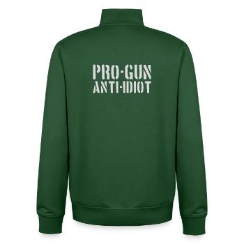 Pro-Waffen, Anti-Idiot - Unisex Organic Zip Sweatshirt von Stanley/Stella - Flaschengrün - Hinten - AI Model Male 185 dark (185cm)