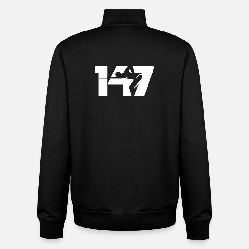 147 Snooker Icon (Blanc) - Sweat zippé unisexe en coton bio Stanley/Stella - noir