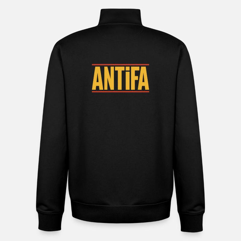 Antifa - Antifascist Merch - Unisex Organic Zip Sweatshirt by Stanley/Stella - black