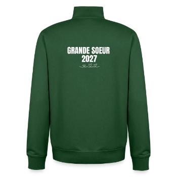 Grande Sœur 2027 - Sweat zippé unisexe en coton bio Stanley/Stella - vert bouteille - Dos - AI Model Male 185 dark (185cm)