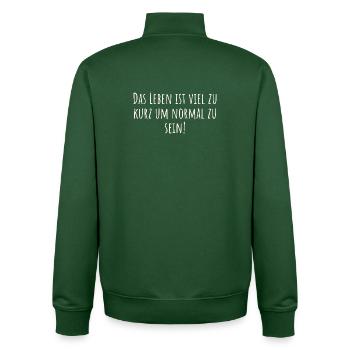 Das Leben ist viel zu kurz um normal zu sein - Unisex Organic Zip Sweatshirt von Stanley/Stella - Flaschengrün - Hinten - AI Model Male 185 dark (185cm)