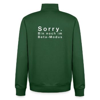 Désolé. Je suis encore en mode bêta - Sweat zippé unisexe en coton bio Stanley/Stella - vert bouteille - Dos - AI Model Male 185 dark (185cm)