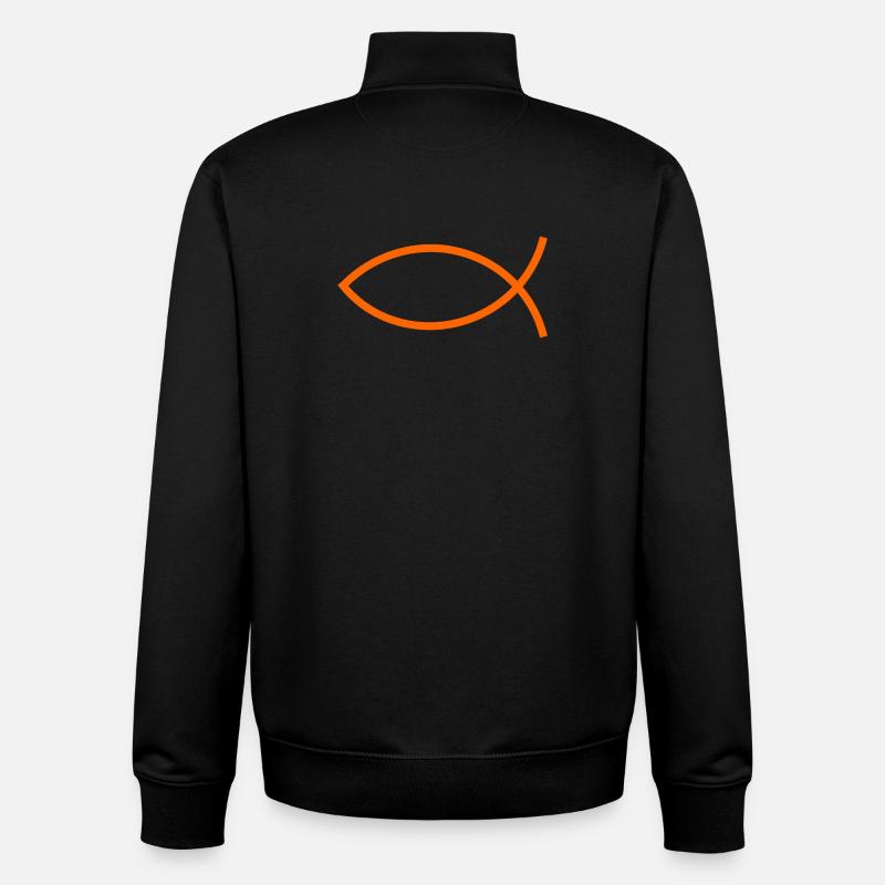 Jésus poisson Ichthys poisson poisson poisson - Sweat zippé unisexe en coton bio Stanley/Stella - noir