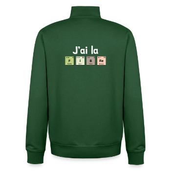 I have fiber - periodic elements - Unisex Organic Zip Sweatshirt by Stanley/Stella - bottle green - Back - AI Model Male 185 dark (185cm)