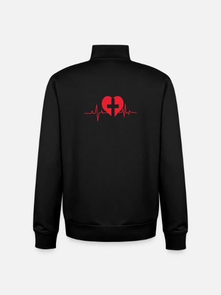 Crossed Heartbeat Design - Unisex Organic Zip Sweatshirt by Stanley/Stella - black