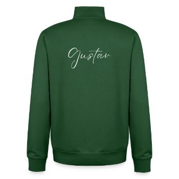 Gustav Name T-Shirt Gift for Men - Unisex Organic Zip Sweatshirt by Stanley/Stella - bottle green - Back - AI Model Male 185 dark (185cm)