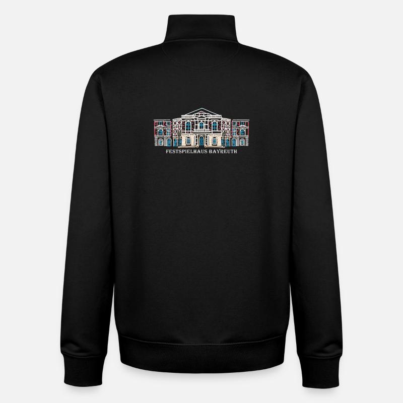 Iconic Festspielhaus Bayreuth, Bavière - Sweat zippé unisexe en coton bio Stanley/Stella - noir
