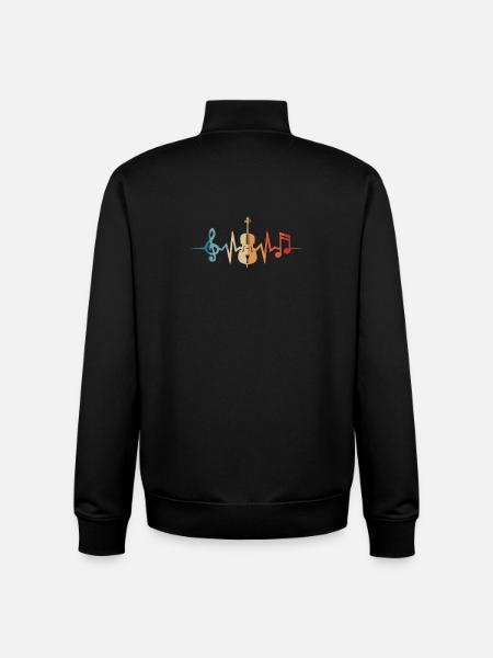 Violoncelle Heartbeat Violoncelle Violoncelle - Sweat zippé unisexe en coton bio Stanley/Stella - noir
