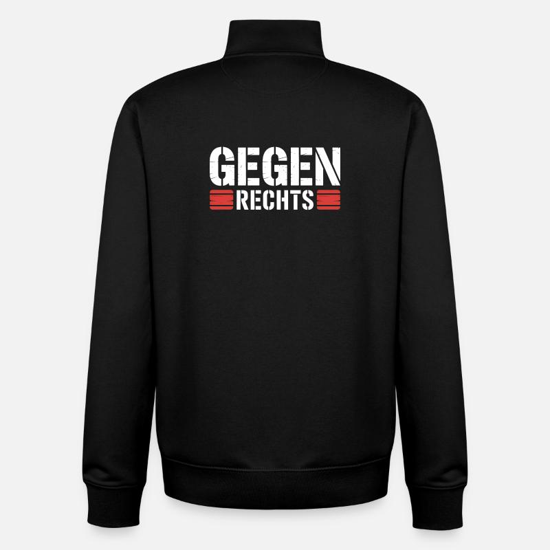 Gegen Rechts - Funny Antifa Spruch - Unisex Organic Zip Sweatshirt von Stanley/Stella - Schwarz
