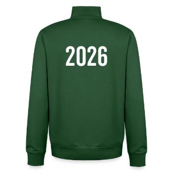 Chiffre de l’année 2026 - Sweat zippé unisexe en coton bio Stanley/Stella - vert bouteille - Dos - AI Model Male 185 dark (185cm)