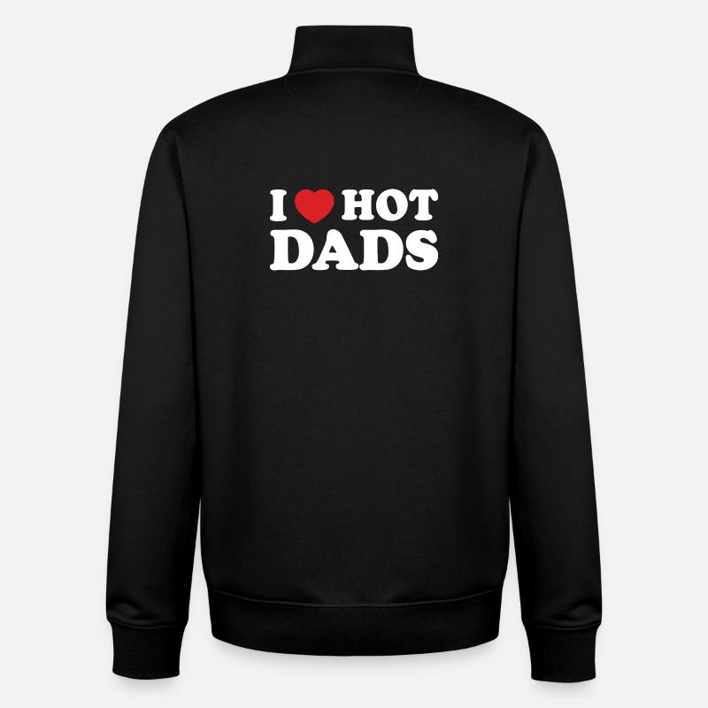 I Heart Hot Dads - Unisex Organic Zip Sweatshirt by Stanley/Stella - black