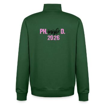 Doctor 2026 Degree Philistine Dissertation PhD - Unisex Organic Zip Sweatshirt by Stanley/Stella - bottle green - Back - AI Model Male 185 dark (185cm)
