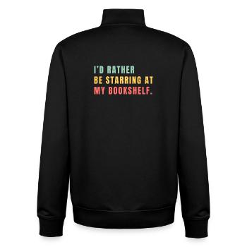 I prefer to stare at the bookshelf - Unisex Organic Zip Sweatshirt by Stanley/Stella - black - Back - AI Model Male 185 light (185cm)