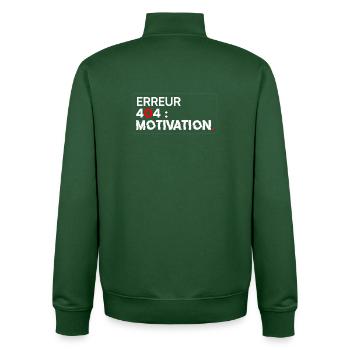 ERREUR 404 Motivation Humour Informatique - Sweat zippé unisexe en coton bio Stanley/Stella - vert bouteille - Dos - AI Model Male 185 dark (185cm)