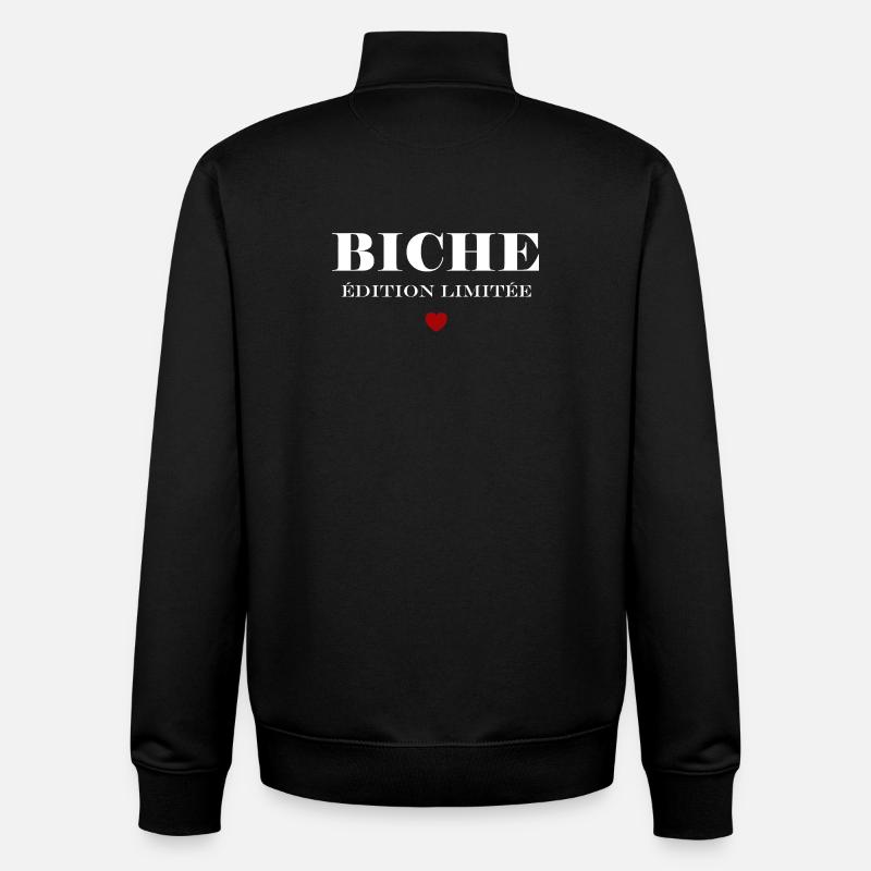 Biche - Sweat zippé unisexe en coton bio Stanley/Stella - noir