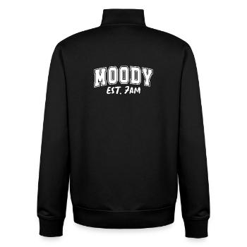 Moody Morning Est. 7AM Launisch - Unisex Organic Zip Sweatshirt by Stanley/Stella - black - Back - AI Model Male 185 light (185cm)