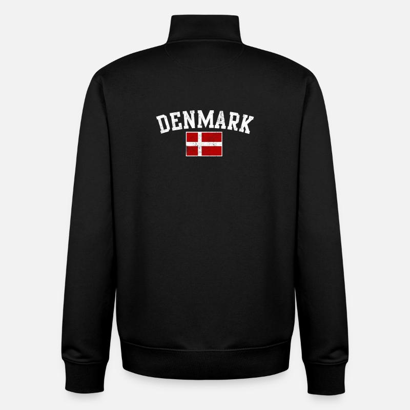 Typografie der Dänemark-Bogenflagge - Unisex Organic Zip Sweatshirt von Stanley/Stella - Schwarz