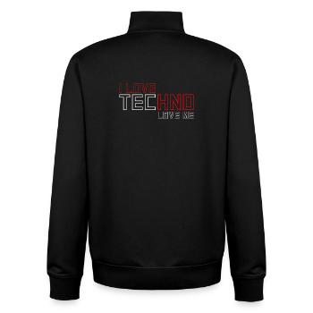 I Love Techno - Unisex Organic Zip Sweatshirt von Stanley/Stella - Schwarz - Hinten - AI Model Male 185 light (185cm)