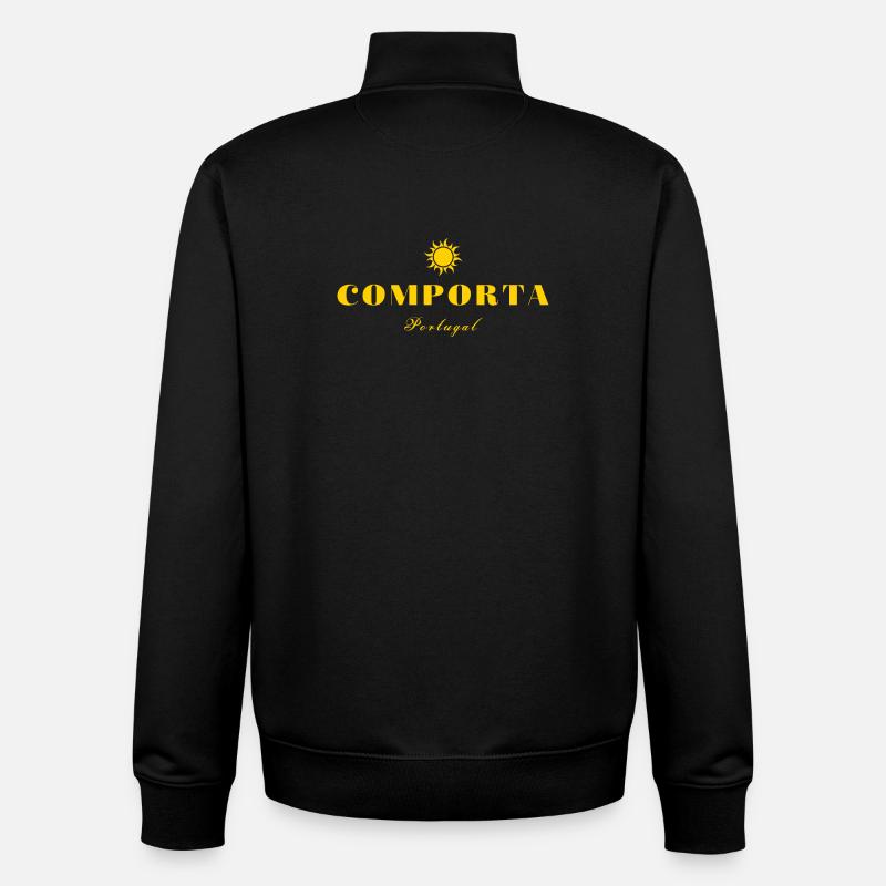 Comporta Portugal Sun Design - Sweat zippé unisexe en coton bio Stanley/Stella - noir