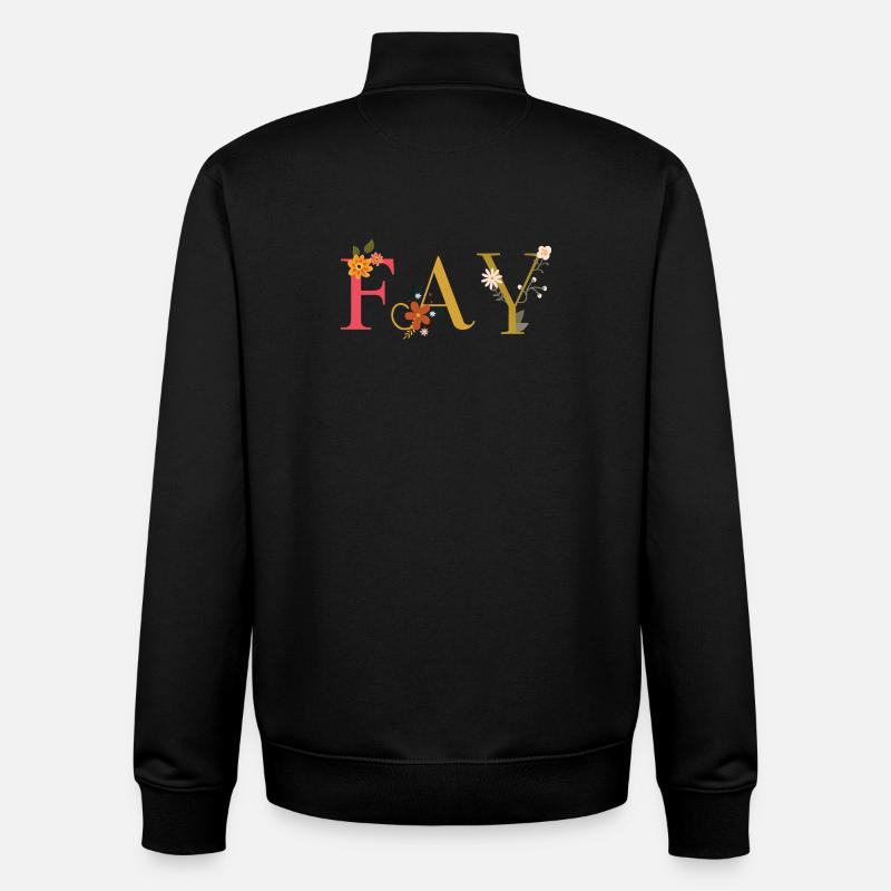FAY name decorated with flowers - Unisex Organic Zip Sweatshirt by Stanley/Stella - black