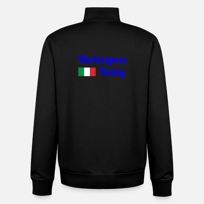 Bologne, Italie - Imprimés élégants - Sweat zippé unisexe en coton bio Stanley/Stella - noir