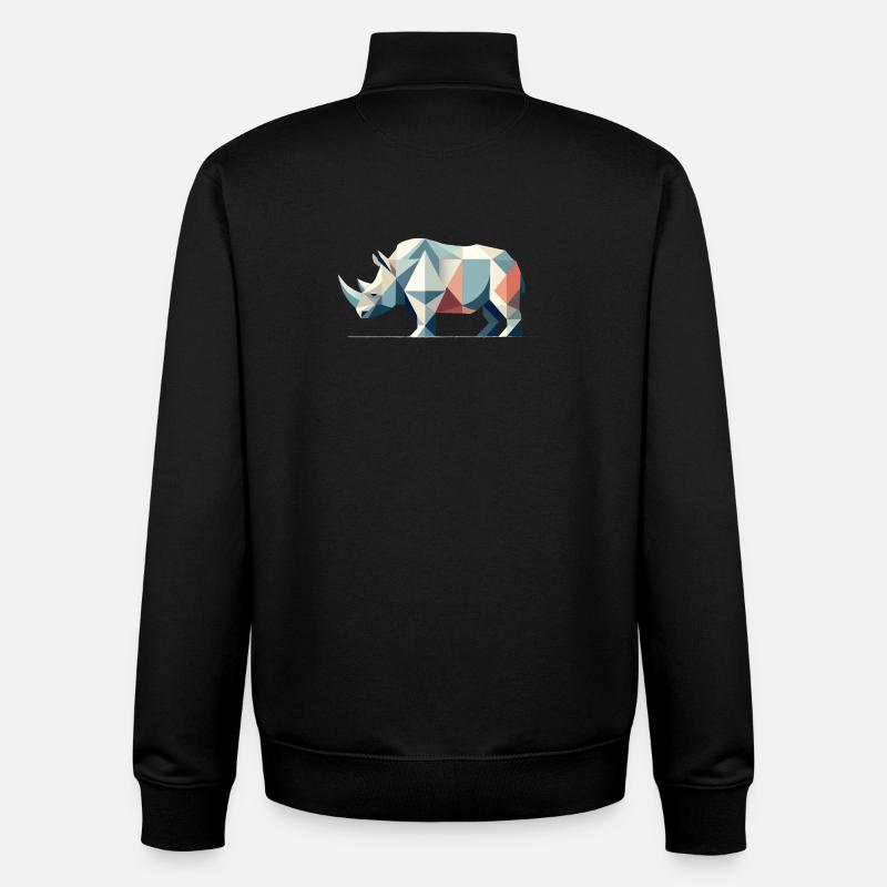 Geometric Rhinoceros – Powerful Elegance - Unisex Organic Zip Sweatshirt by Stanley/Stella - black