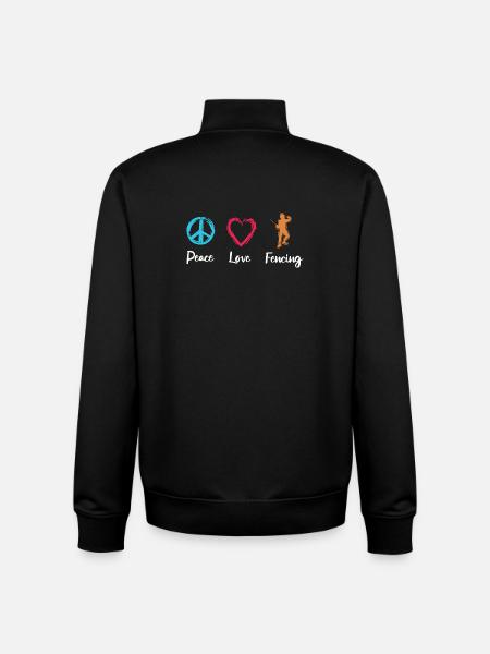 Peace Love Fencing - Unisex Organic Zip Sweatshirt by Stanley/Stella - black