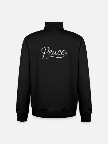 Peace Lettering Cursive Font - Unisex Organic Zip Sweatshirt by Stanley/Stella - black
