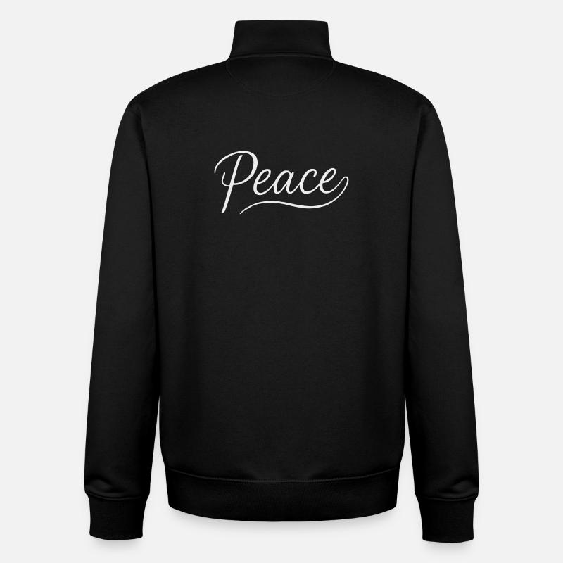Peace Lettering Cursive Font - Unisex Organic Zip Sweatshirt by Stanley/Stella - black