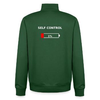 SELF CONTROL – 1% Battery Low - Unisex Organic Zip Sweatshirt by Stanley/Stella - bottle green - Back - AI Model Male 185 dark (185cm)