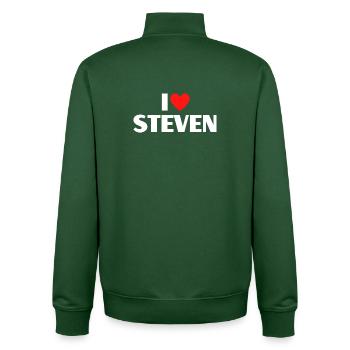 I love Steven Rotes Herz Romantischer Name Fan - Unisex Organic Zip Sweatshirt von Stanley/Stella - Flaschengrün - Hinten - AI Model Male 185 dark (185cm)