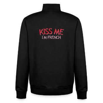 Kiss Me I'm French - Unisex Organic Zip Sweatshirt by Stanley/Stella - black - Back - AI Model Male 185 light (185cm)