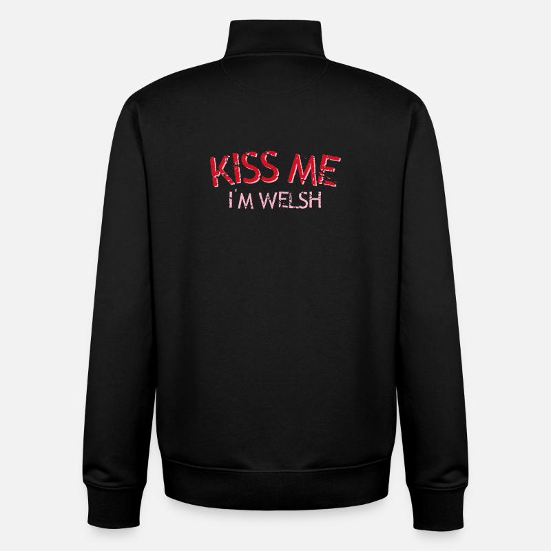 Küss mich, ich bin Waliser - Unisex Organic Zip Sweatshirt von Stanley/Stella - Schwarz