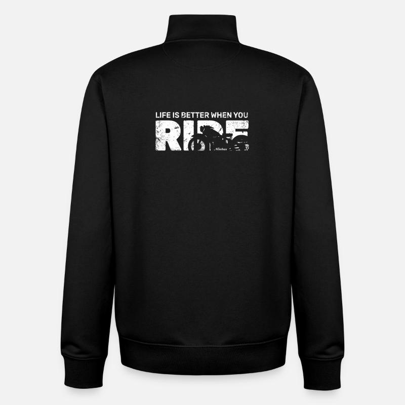 Life is better when you ride - Unisex Organic Zip Sweatshirt von Stanley/Stella - Schwarz