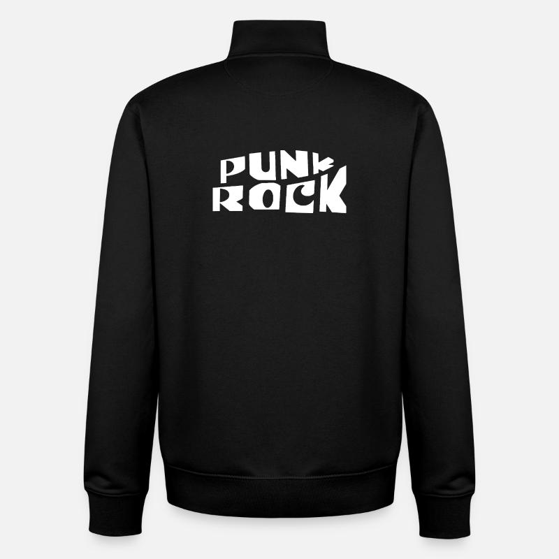 Bannière typographie punk rock - Sweat zippé unisexe en coton bio Stanley/Stella - noir