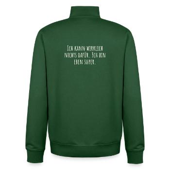 Ich kann wirklich nichts dafür. Ich bin eben super - Unisex Organic Zip Sweatshirt von Stanley/Stella - Flaschengrün - Hinten - AI Model Male 185 dark (185cm)