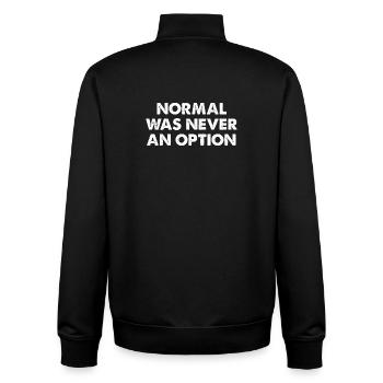 Normal Was Never An Option - Unisex Organic Zip Sweatshirt by Stanley/Stella - black - Back - AI Model Male 185 light (185cm)