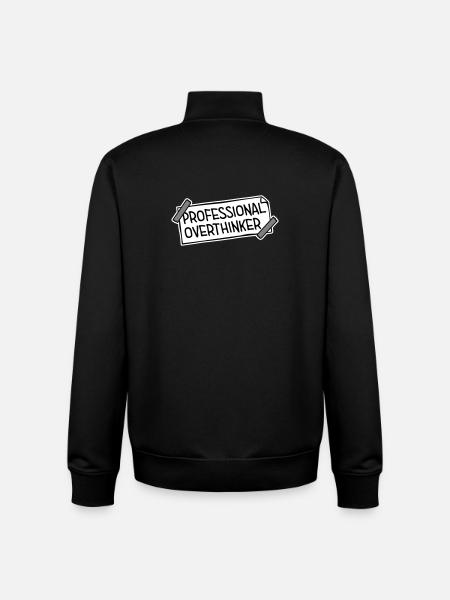 Professional Overthinker Funny Brooding Anxiety Logo - Unisex Organic Zip Sweatshirt by Stanley/Stella - black