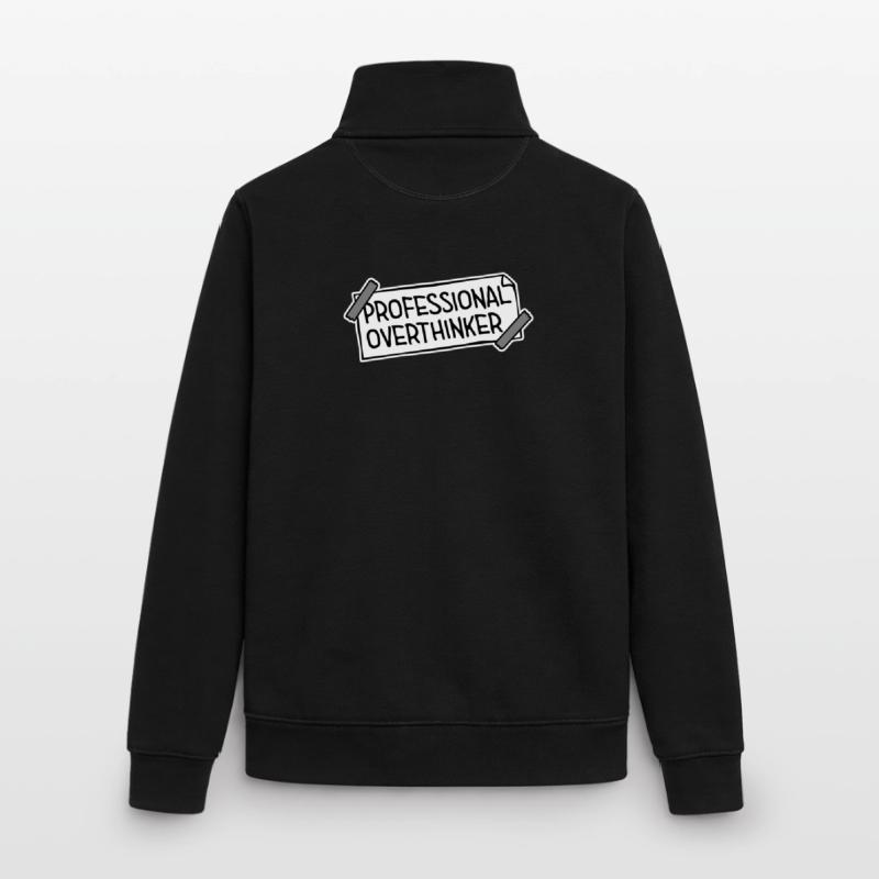 Professional Overthinker Funny Brooding Anxiety Logo Unisex Organic Zip Sweatshirt by Stanley/Stella
