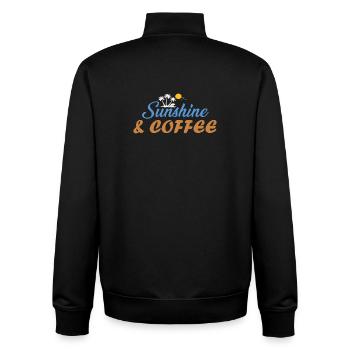 Sunshine & Coffee Beach Vibes Summer Sun Gifted - Unisex Organic Zip Sweatshirt by Stanley/Stella - black - Back - AI Model Male 185 light (185cm)