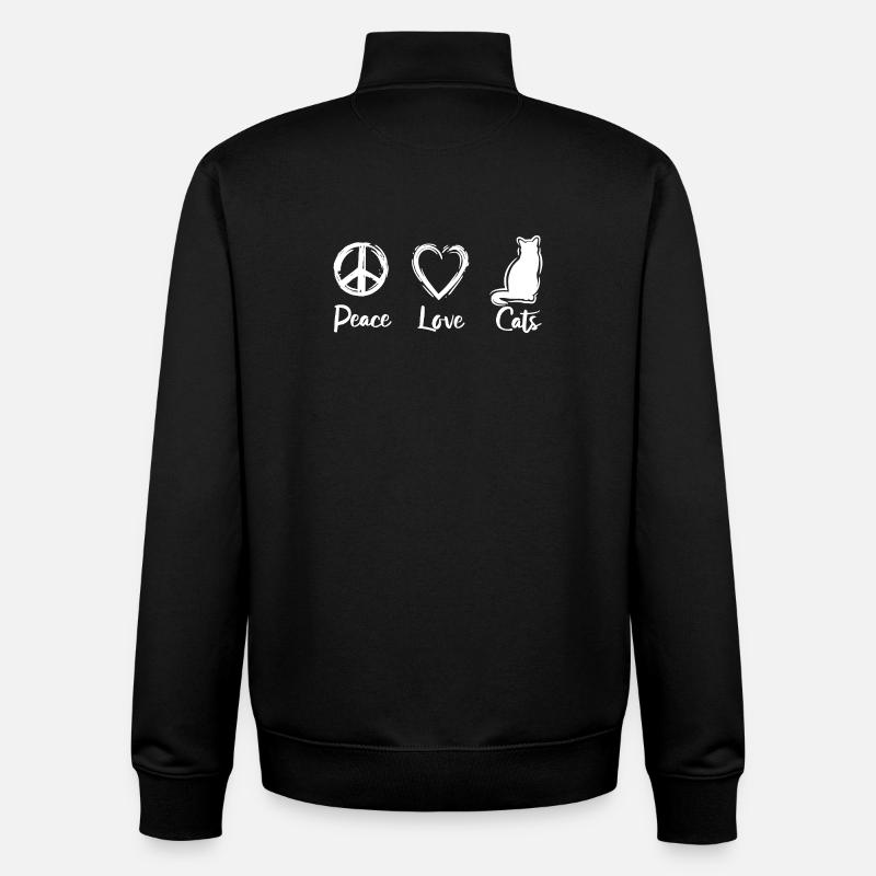 Paix Amour Chats - Sweat zippé unisexe en coton bio Stanley/Stella - noir