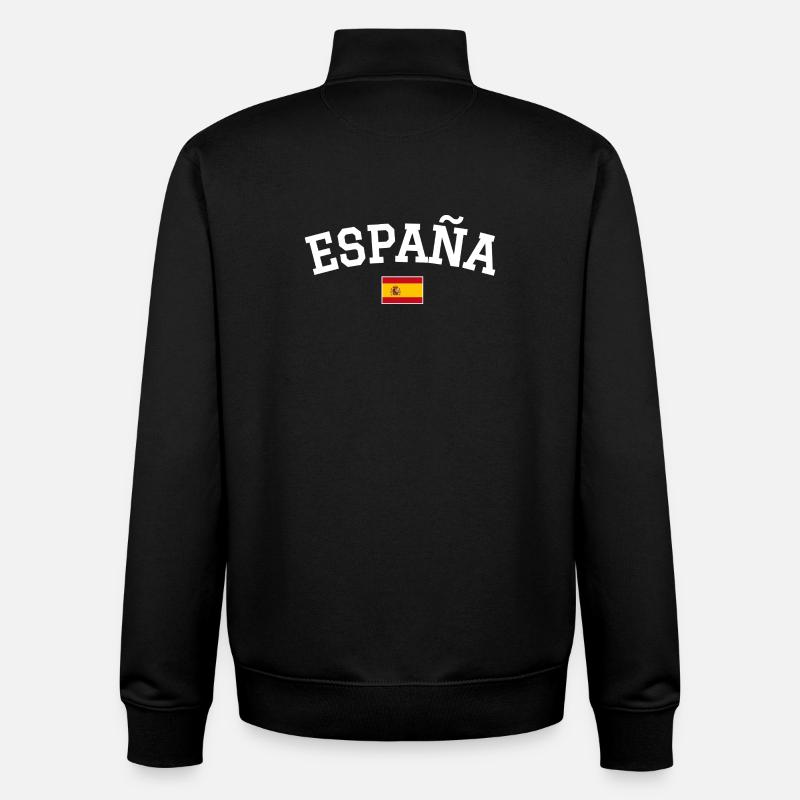 Drapeau espagnol Dessin blanc - Sweat zippé unisexe en coton bio Stanley/Stella - noir