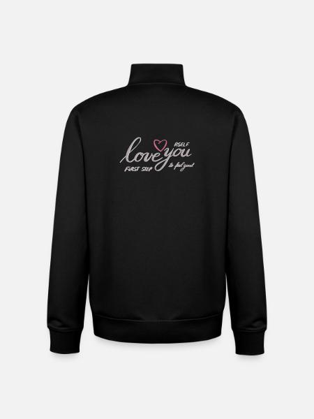 Love Yourself Heart Motif - Unisex Organic Zip Sweatshirt by Stanley/Stella - black