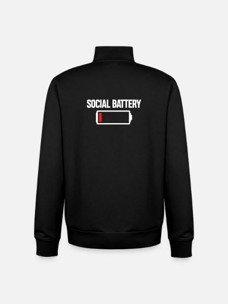 Social Battery Icon Tee - Unisex Organic Zip Sweatshirt by Stanley/Stella - black