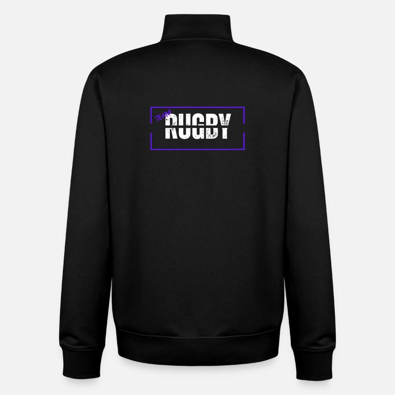 Team rugby blue - Sweat zippé unisexe en coton bio Stanley/Stella - noir