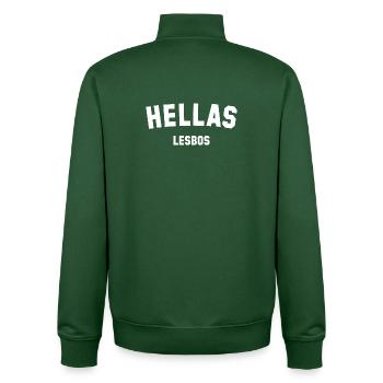 HELLAS LESBOS Grèce - Sweat zippé unisexe en coton bio Stanley/Stella - vert bouteille - Dos - AI Model Male 185 dark (185cm)