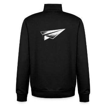 Silhouette d’avion en papier style grunge - Sweat zippé unisexe en coton bio Stanley/Stella - noir - Dos - AI Model Male 185 light (185cm)