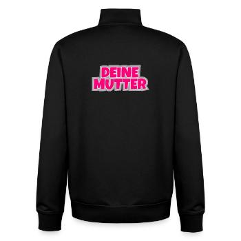 Deine Mutter - der Klassiker zum anziehen. - Unisex Organic Zip Sweatshirt von Stanley/Stella - Schwarz - Hinten - AI Model Male 185 light (185cm)
