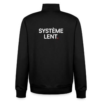 Système lent humour fatigue travail - Sweat zippé unisexe en coton bio Stanley/Stella - noir - Dos - AI Model Male 185 light (185cm)